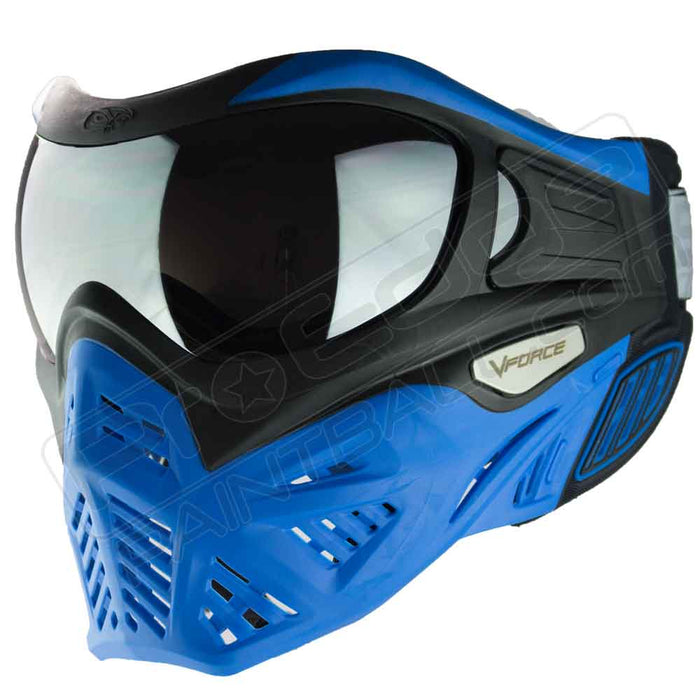 Vforce Grill 2.0 Paintball Mask - Black Blue - Choose Lens Color (SKU 5367)