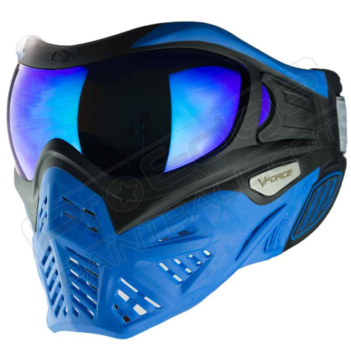 Vforce Grill 2.0 Paintball Mask - Black Blue - Choose Lens Color (SKU 5367)