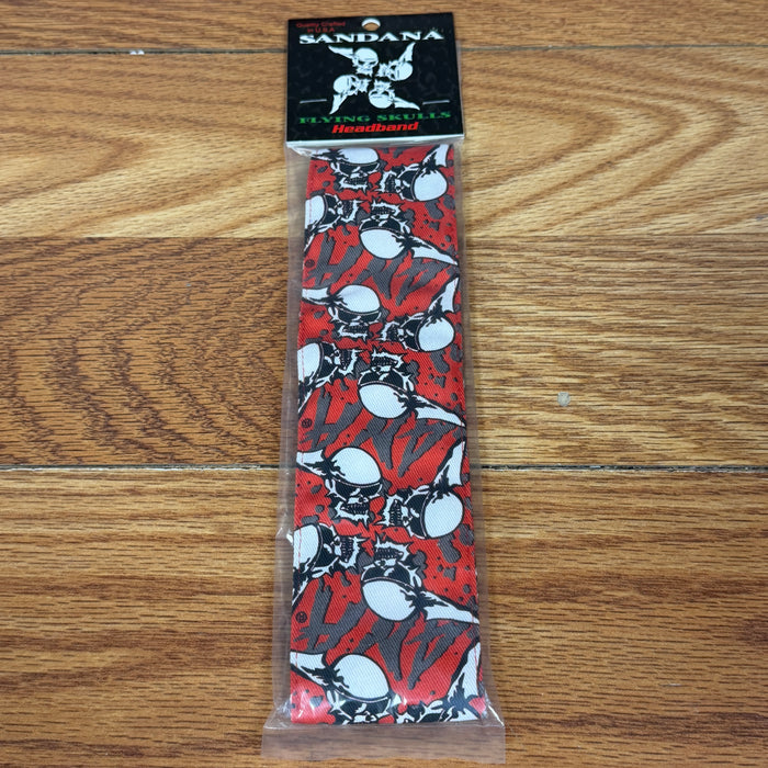 Pre Owned - Sandana Flying Skulls Headband - Red Grey