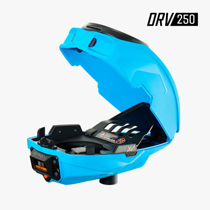 Carbon DRV 250 "High Capacity" Paintball Hopper - Cyan