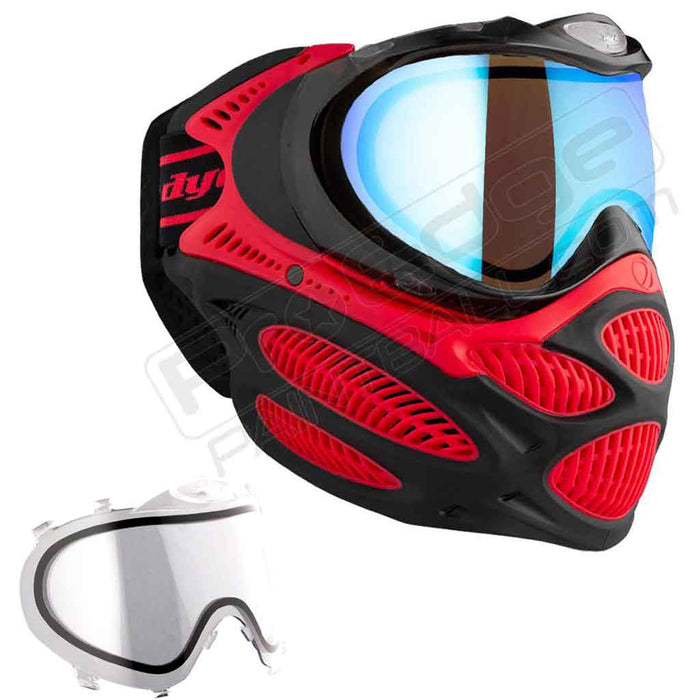 Dye i3 Pro Paintball Mask - Fire Red - Choose Lens Color