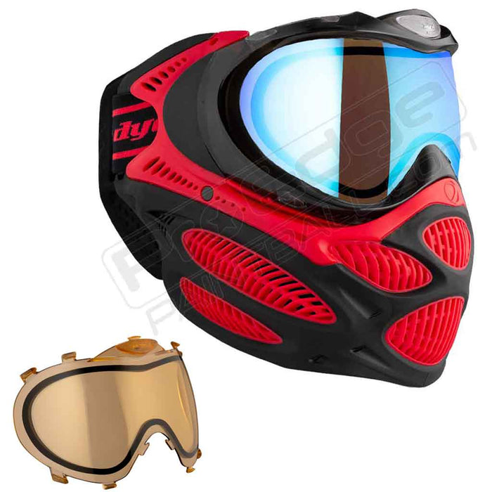 Dye i3 Pro Paintball Mask - Fire Red - Choose Lens Color