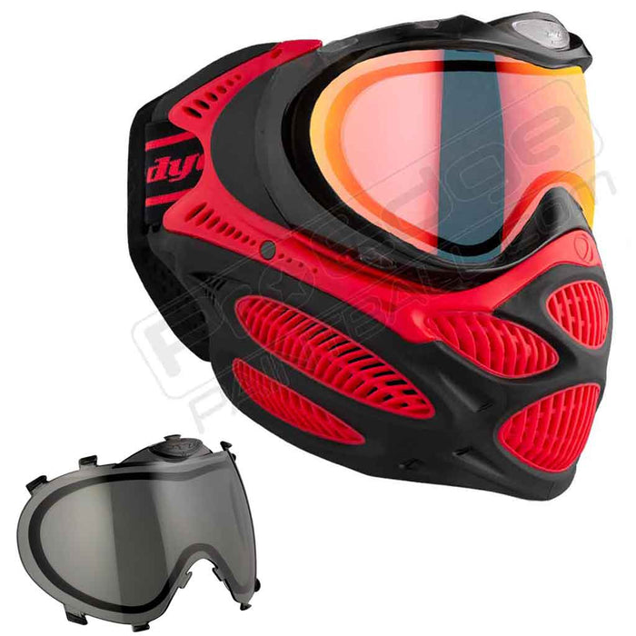 Dye i3 Pro Paintball Mask - Fire Red - Choose Lens Color