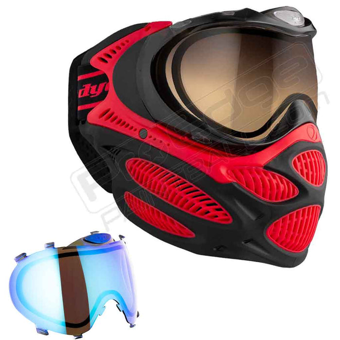 Dye i3 Pro Paintball Mask - Fire Red - Choose Lens Color
