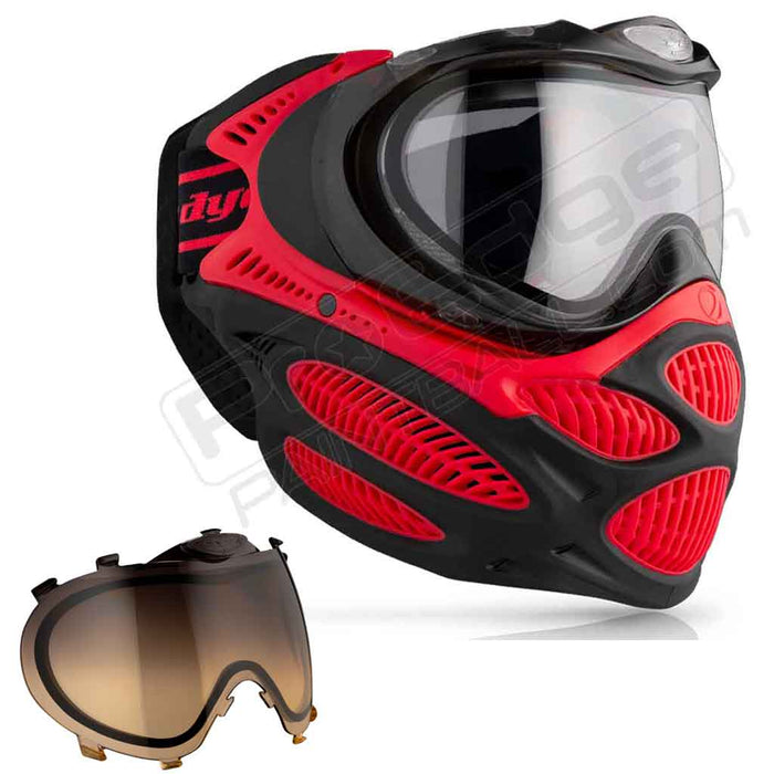 Dye i3 Pro Paintball Mask - Fire Red - Choose Lens Color