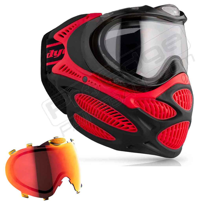 Dye i3 Pro Paintball Mask - Fire Red - Choose Lens Color