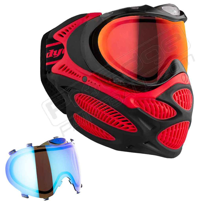 Dye i3 Pro Paintball Mask - Fire Red - Choose Lens Color