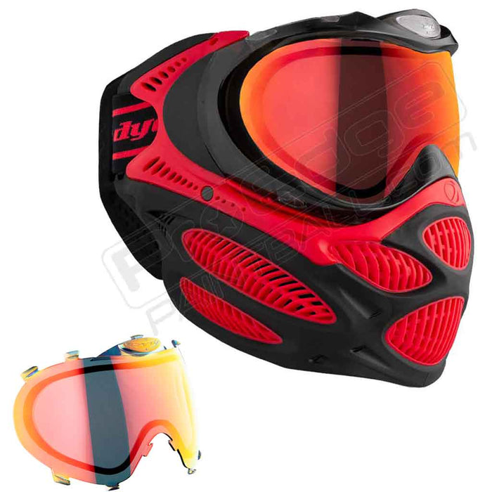 Dye i3 Pro Paintball Mask - Fire Red - Choose Lens Color