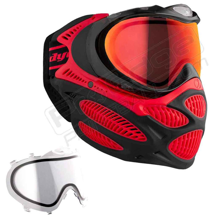 Dye i3 Pro Paintball Mask - Fire Red - Choose Lens Color