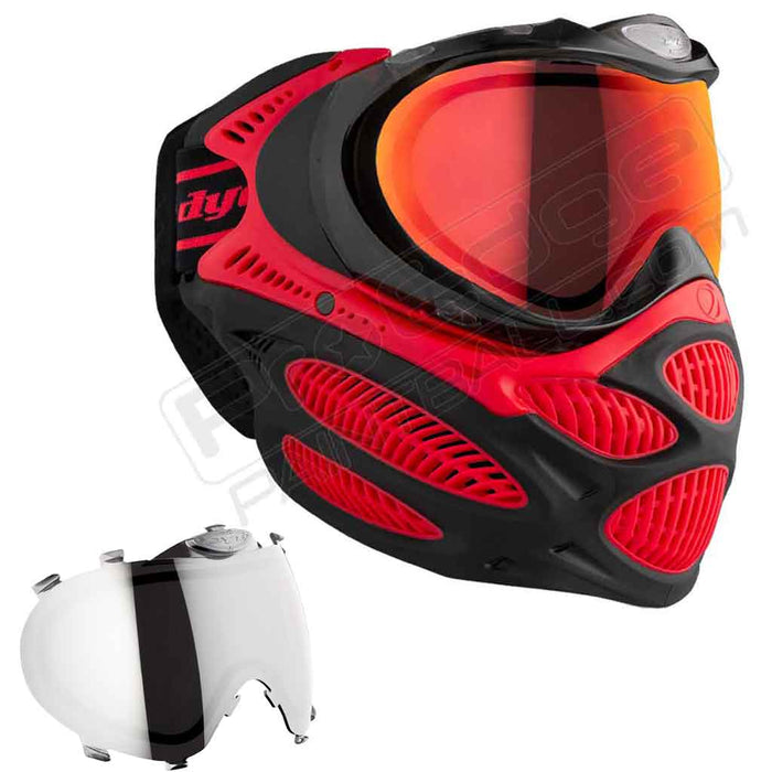 Dye i3 Pro Paintball Mask - Fire Red - Choose Lens Color