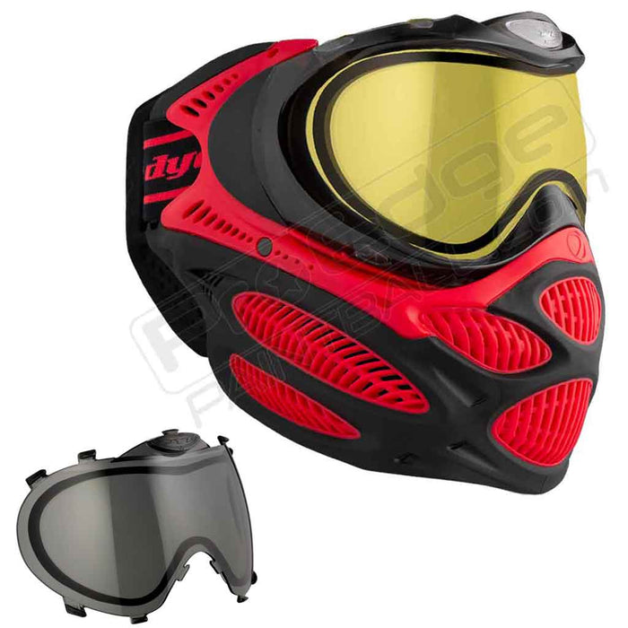 Dye i3 Pro Paintball Mask - Fire Red - Choose Lens Color