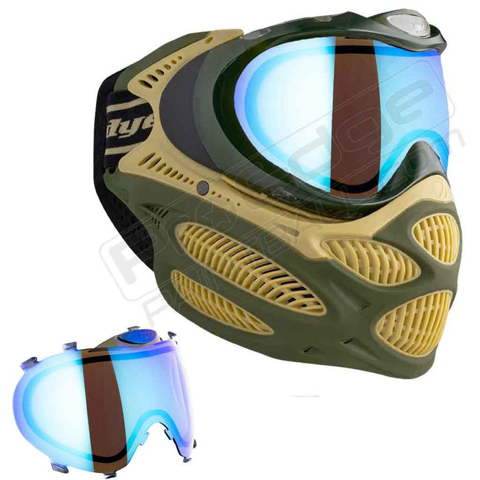 Dye i3 Pro Paintball Mask - Tac Olive - Choose Lens Color