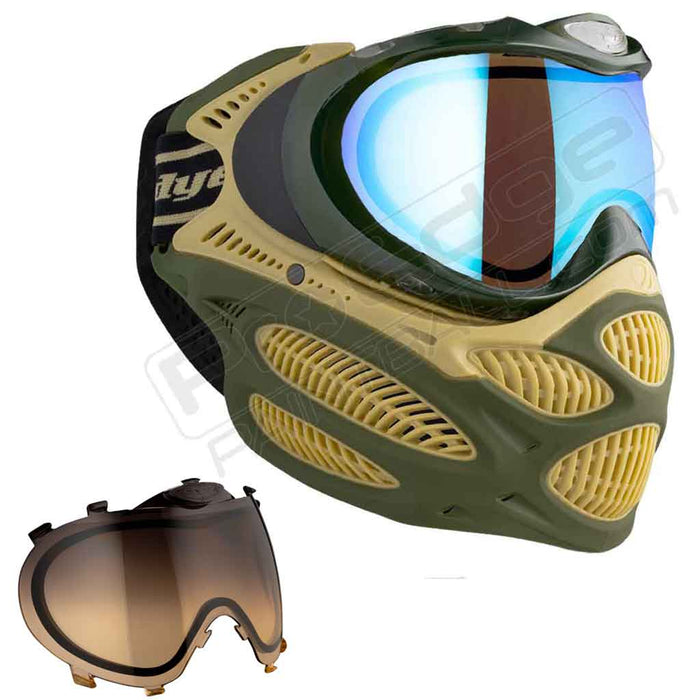 Dye i3 Pro Paintball Mask - Tac Olive - Choose Lens Color