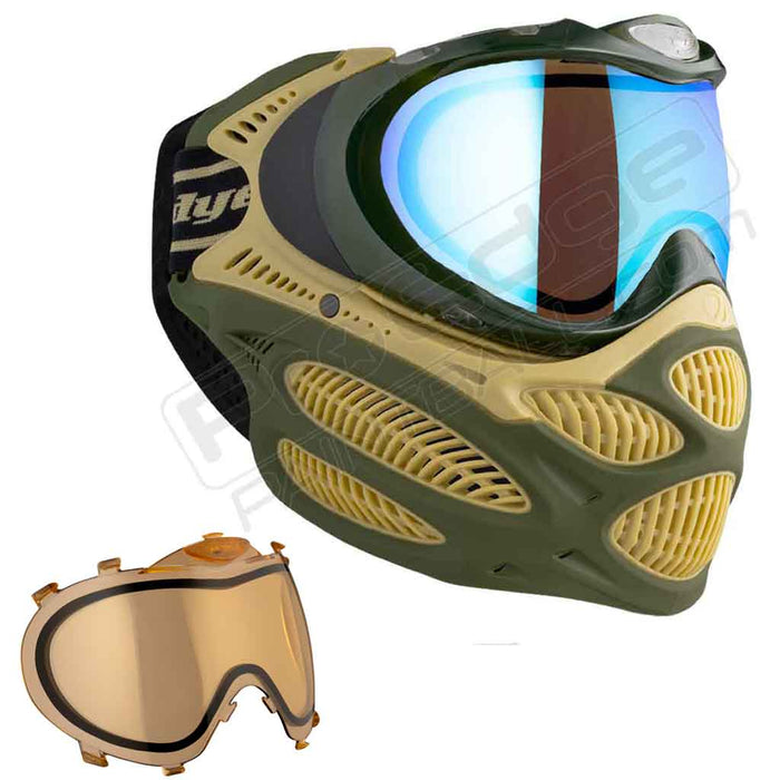 Dye i3 Pro Paintball Mask - Tac Olive - Choose Lens Color