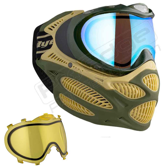 Dye i3 Pro Paintball Mask - Tac Olive - Choose Lens Color