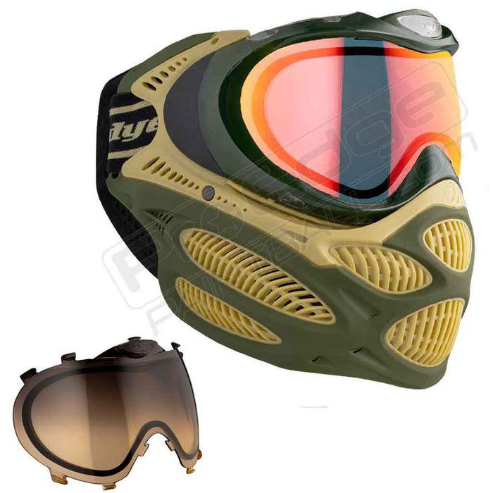 Dye i3 Pro Paintball Mask - Tac Olive - Choose Lens Color