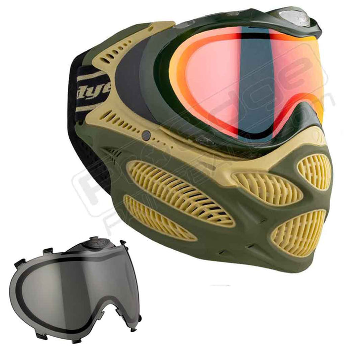 Dye i3 Pro Paintball Mask - Tac Olive - Choose Lens Color