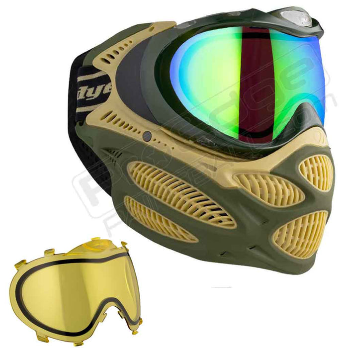 Dye i3 Pro Paintball Mask - Tac Olive - Choose Lens Color