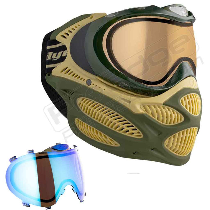 Dye i3 Pro Paintball Mask - Tac Olive - Choose Lens Color