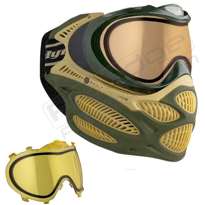 Dye i3 Pro Paintball Mask - Tac Olive - Choose Lens Color