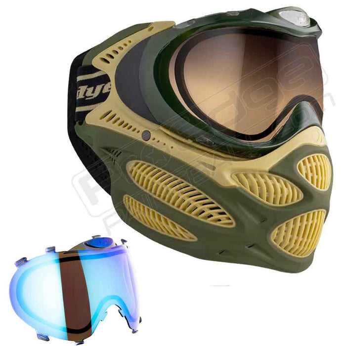 Dye i3 Pro Paintball Mask - Tac Olive - Choose Lens Color