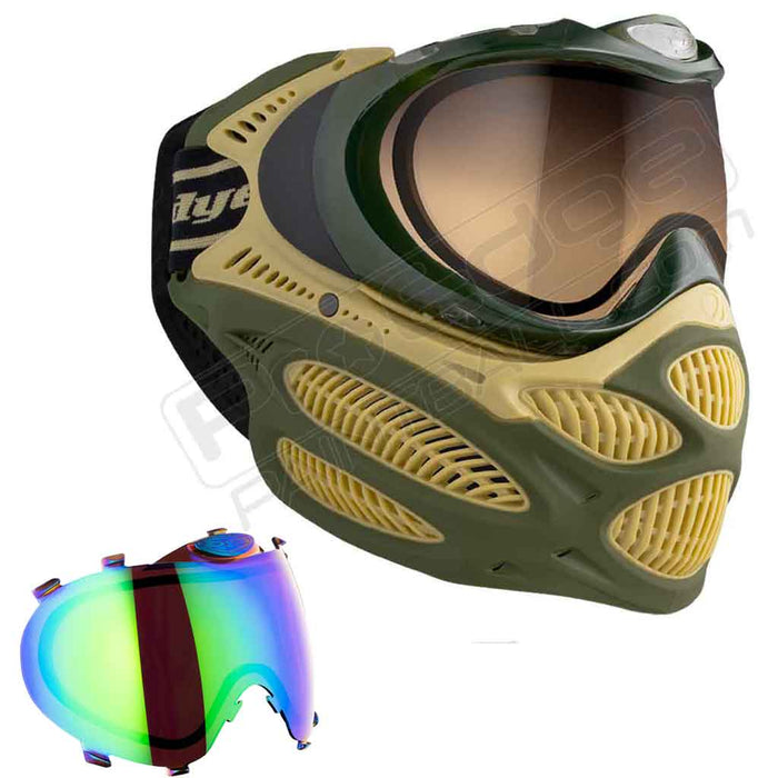 Dye i3 Pro Paintball Mask - Tac Olive - Choose Lens Color