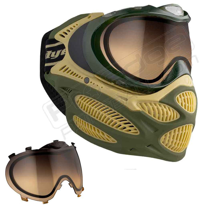 Dye i3 Pro Paintball Mask - Tac Olive - Choose Lens Color