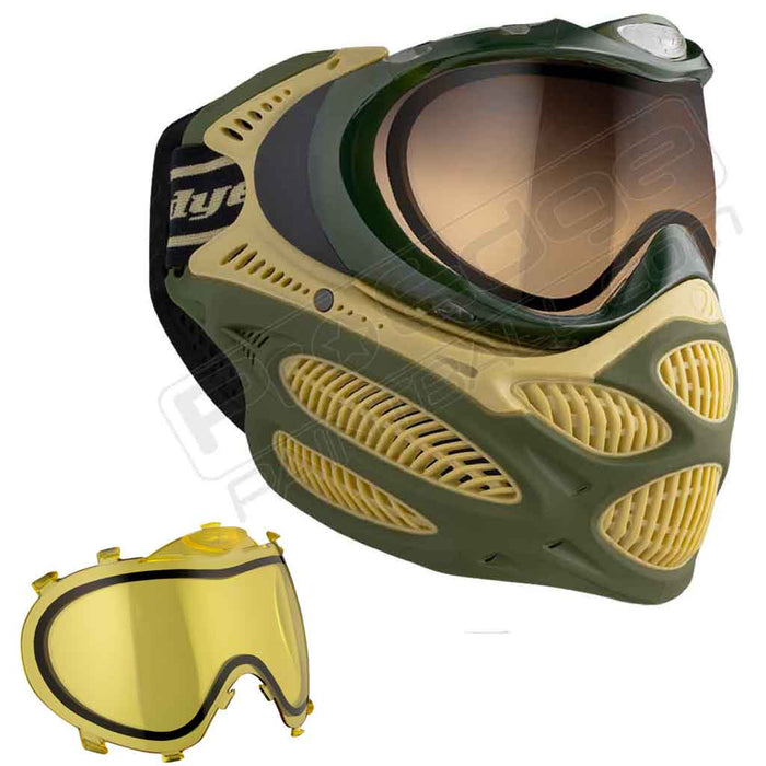 Dye i3 Pro Paintball Mask - Tac Olive - Choose Lens Color