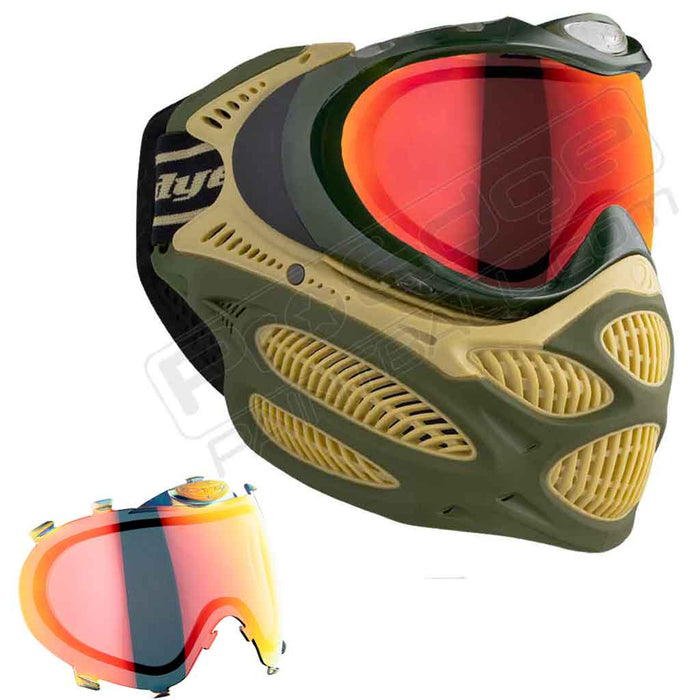 Dye i3 Pro Paintball Mask - Tac Olive - Choose Lens Color
