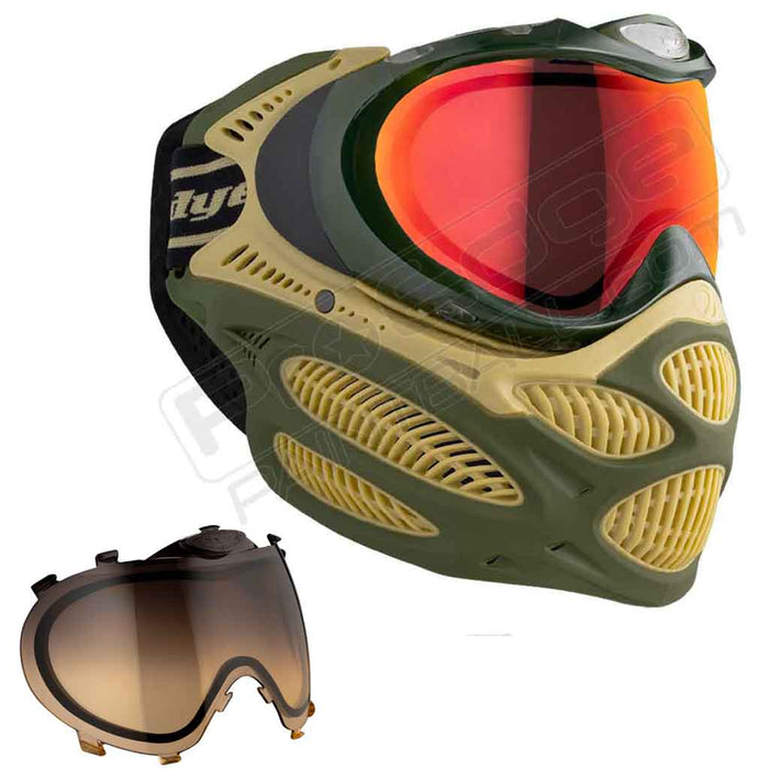 Dye i3 Pro Paintball Mask - Tac Olive - Choose Lens Color