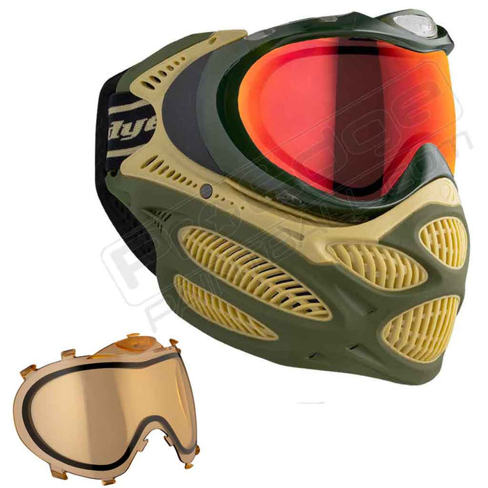 Dye i3 Pro Paintball Mask - Tac Olive - Choose Lens Color