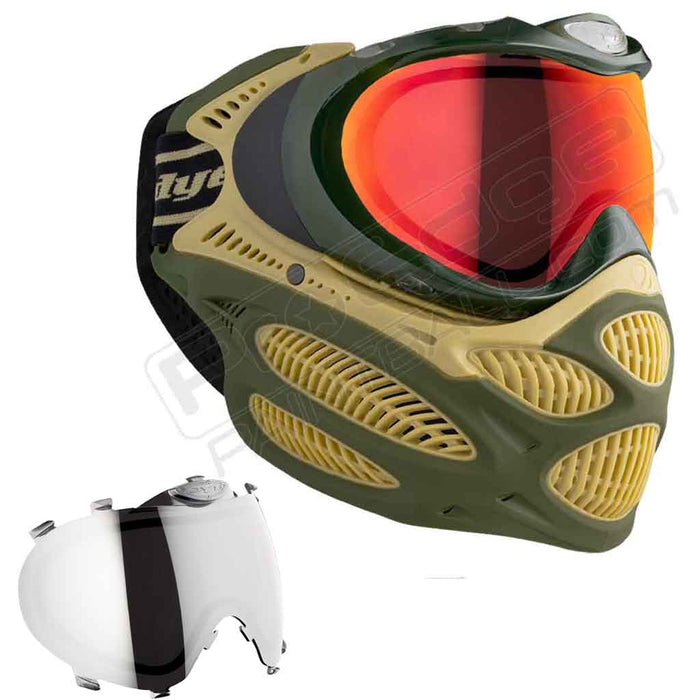 Dye i3 Pro Paintball Mask - Tac Olive - Choose Lens Color