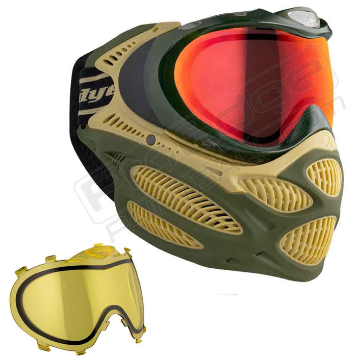 Dye i3 Pro Paintball Mask - Tac Olive - Choose Lens Color