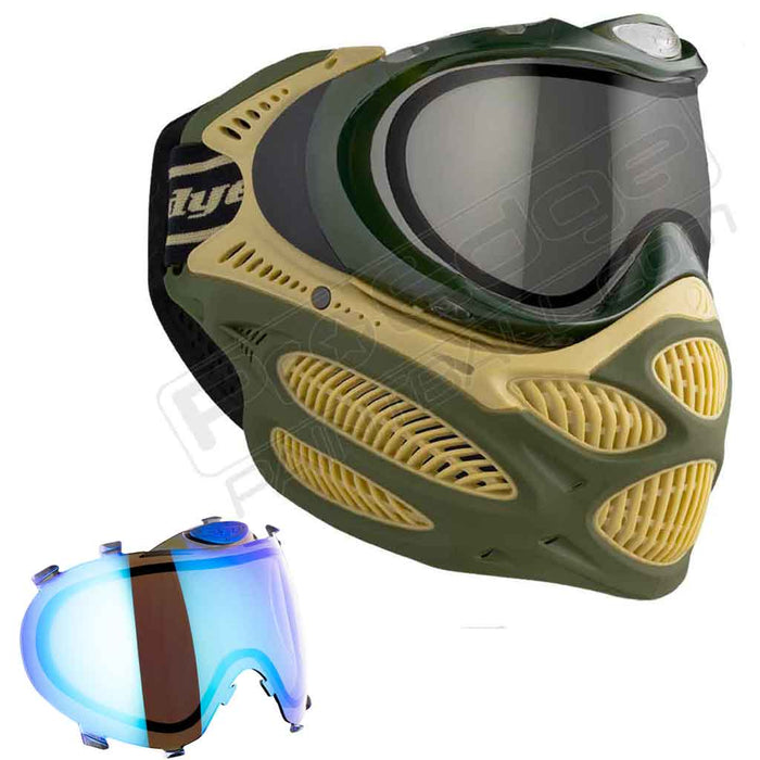 Dye i3 Pro Paintball Mask - Tac Olive - Choose Lens Color