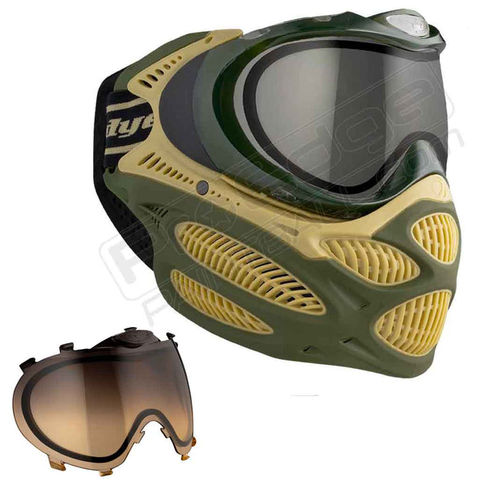 Dye i3 Pro Paintball Mask - Tac Olive - Choose Lens Color