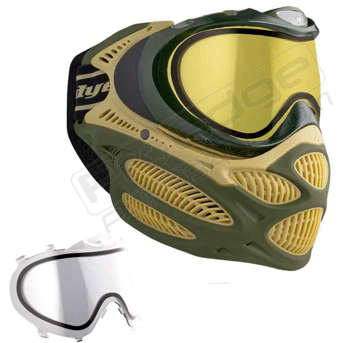 Dye i3 Pro Paintball Mask - Tac Olive - Choose Lens Color