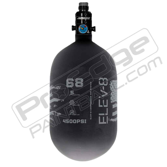 ELEV-8 Products Carbon Fiber Air Tank - Choose Regulator - 68 4500 - Black/Grey