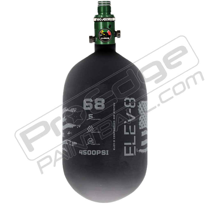 ELEV-8 Products Carbon Fiber Air Tank - Choose Regulator - 68 4500 - Black/Grey