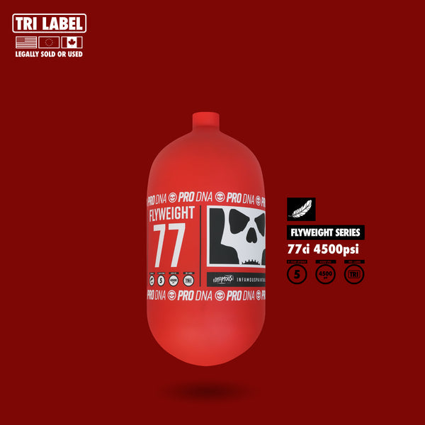 Infamous Pro DNA Flyweight Tank 77CI 4500 PSI - RC Skull Red White - BOTTLE ONLY