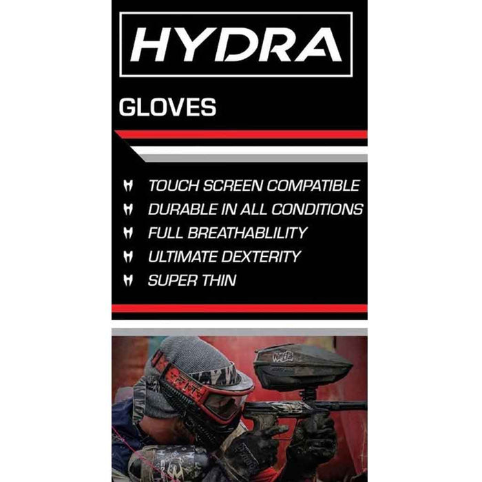Hydra Paintball Gloves - Black - Choose Size