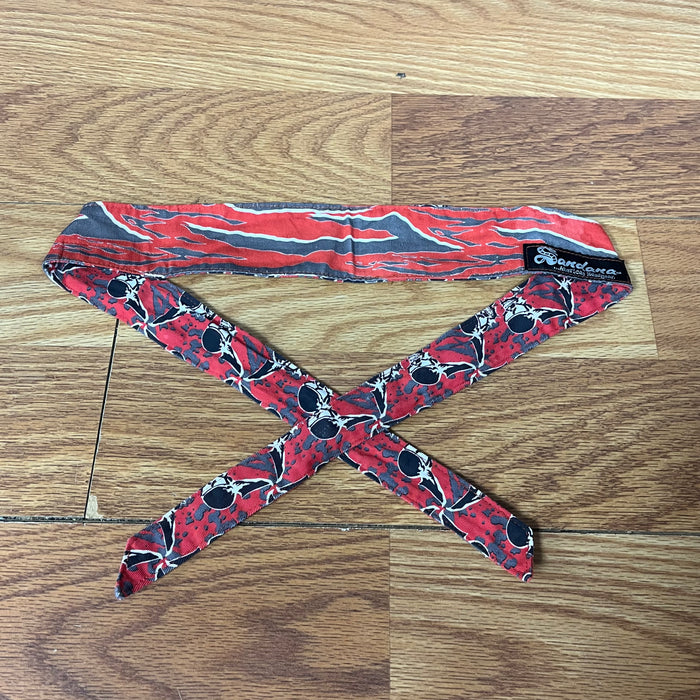 Pre Owned - Red Reversible Flying Skulls/Snake Stripe Headband