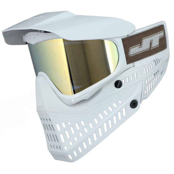 JT Proflex Paintball Mask SE - All White - W/ Gold Prizm Lens