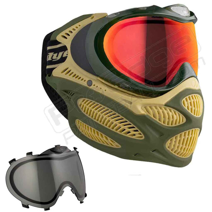 Dye i3 Pro Paintball Mask - Tac Olive - Choose Lens Color