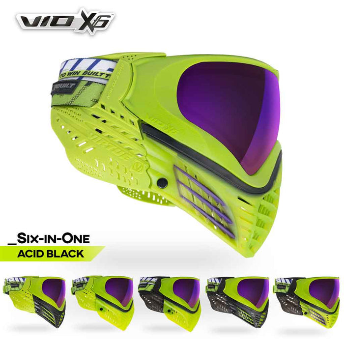 Virtue VIO X6 Thermal Paintball Mask - Acid Black - Choose Lens Color (SKU 18063)