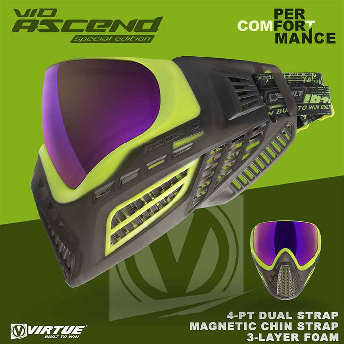 Virtue VIO Ascend Paintball Mask - Black Acid SE - Choose Lens Color (SKU 16441)