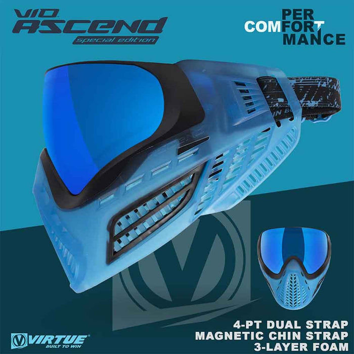 Virtue VIO Ascend Paintball Mask - Black Cyan SE - Choose Lens Color (SKU 19395)