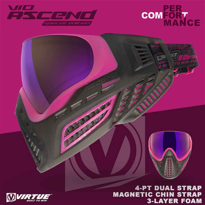 Virtue VIO Ascend Paintball Mask - Black Pink SE - Choose Lens Color (19435)