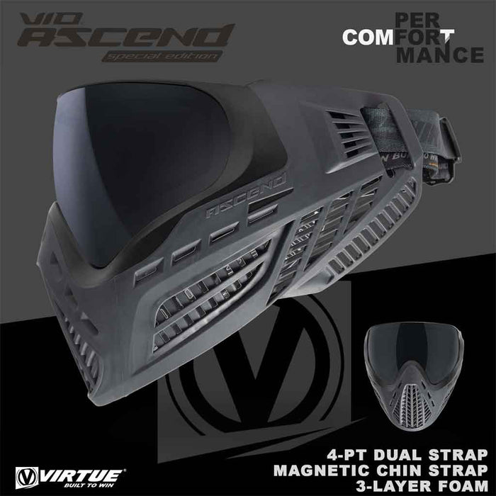 Virtue VIO Ascend Paintball Mask - Stealth Black SE - Choose Lens Color (SKU 19326)