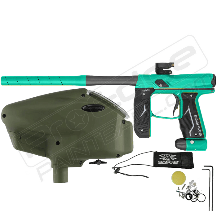 EMPIRE AXE 2.0 PAINTBALL GUN with Empire Halo Too with Rip Drive Loader Olive