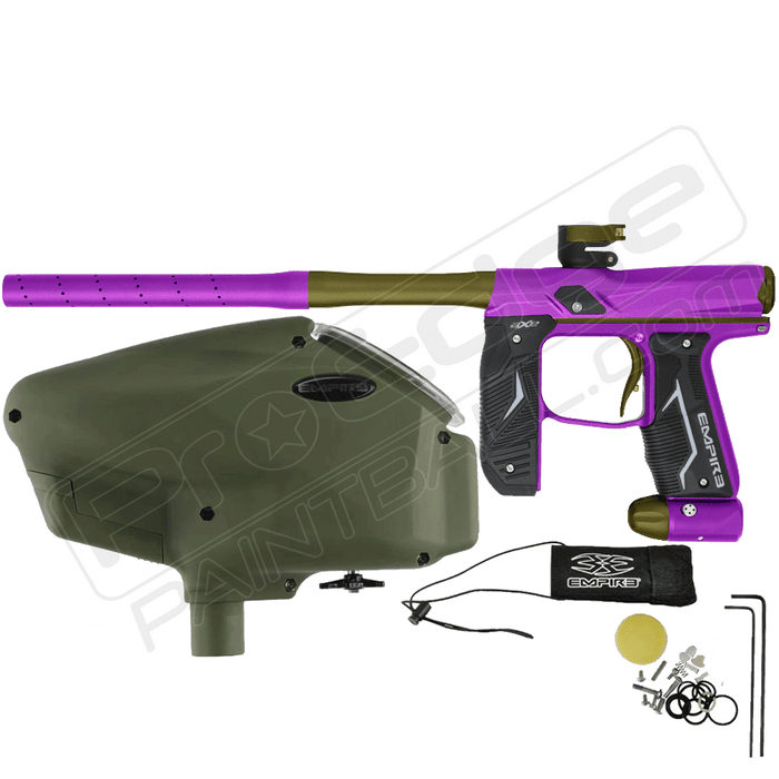 EMPIRE AXE 2.0 PAINTBALL GUN with Empire Halo Too with Rip Drive Loader Olive